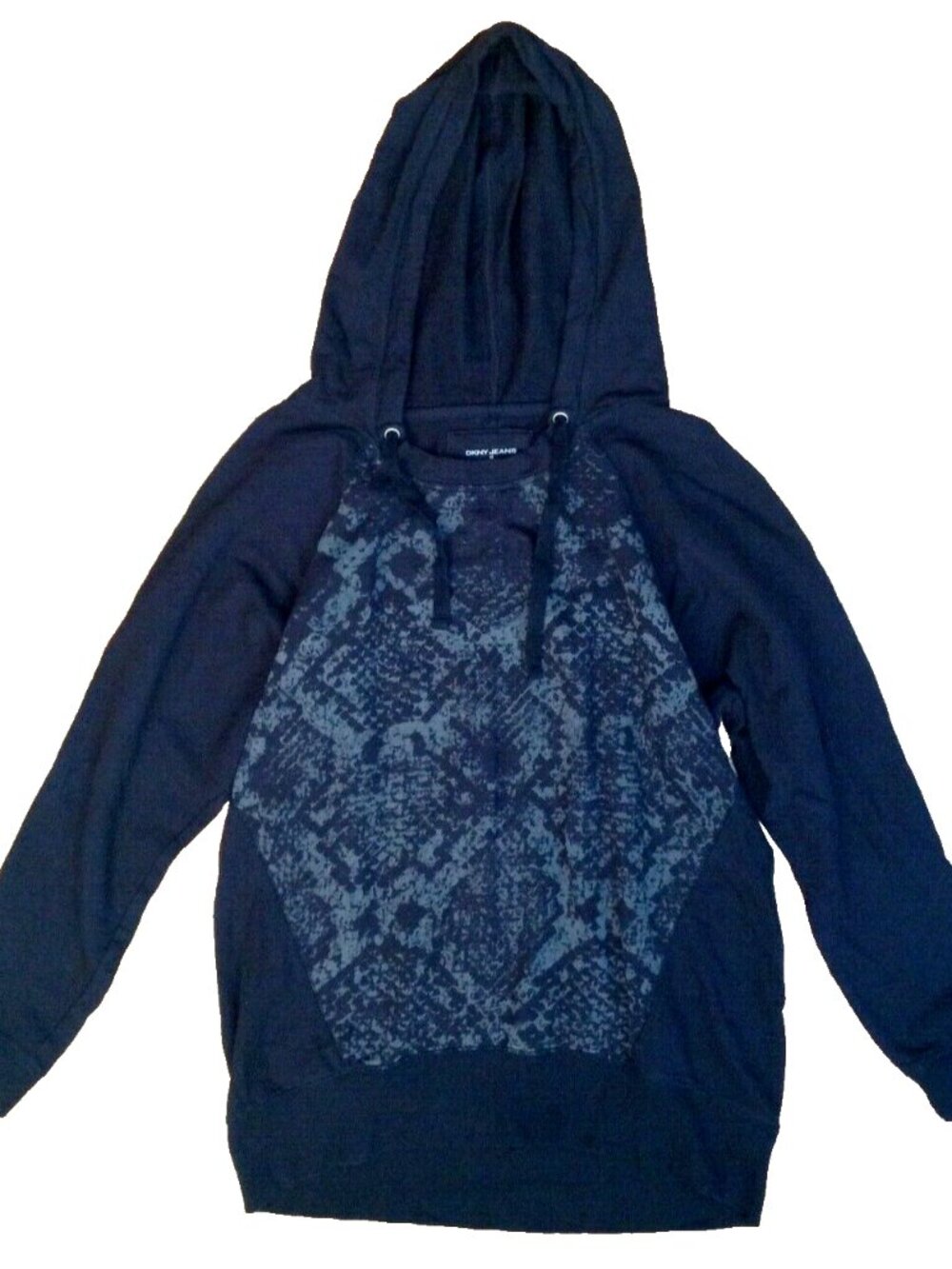 DKNY JEANS HOODIE PULLOVER SWEATSHIRT WOMENS M BLACK LIGHTWEIGHT COTTON